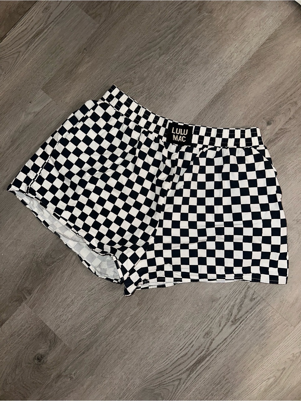lululemon athletica Black and White Checkered Athletic Shorts